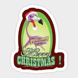 Merry Christmas Almost Everyone Flamingo Sticker